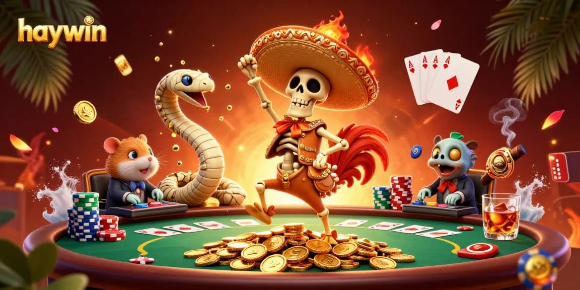 Experience haywin's thrilling casino atmosphere with vibrant characters celebrating a jackpot win.