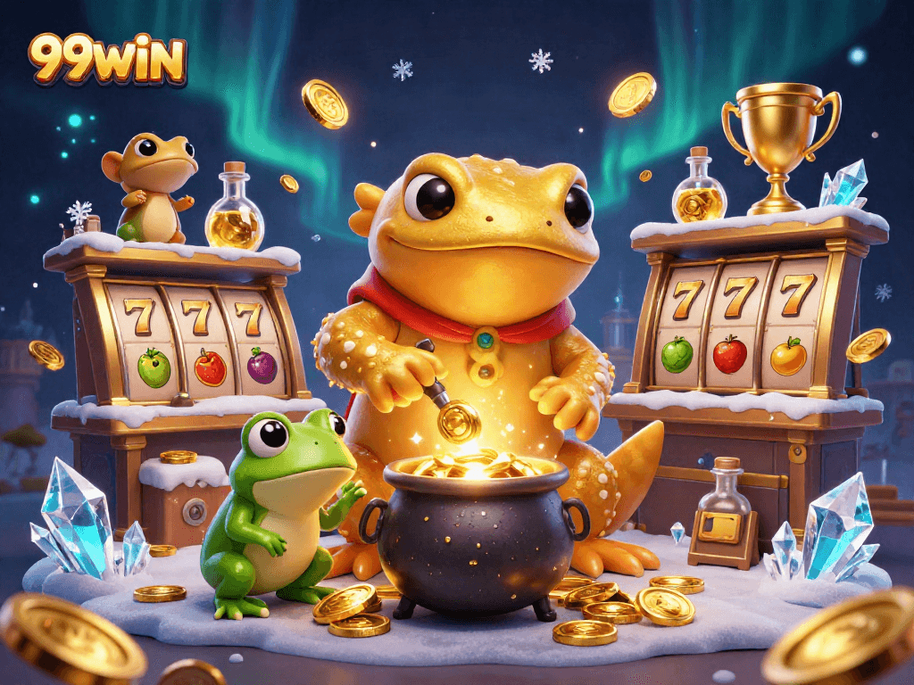 Engage in thrilling gameplay with 99WIN's dynamic slots and golden alchemist scene.