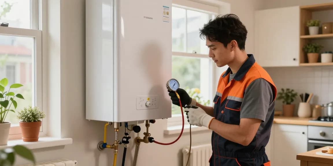 Expert boiler servicing in Belfast with professional technician maintaining a gas boiler