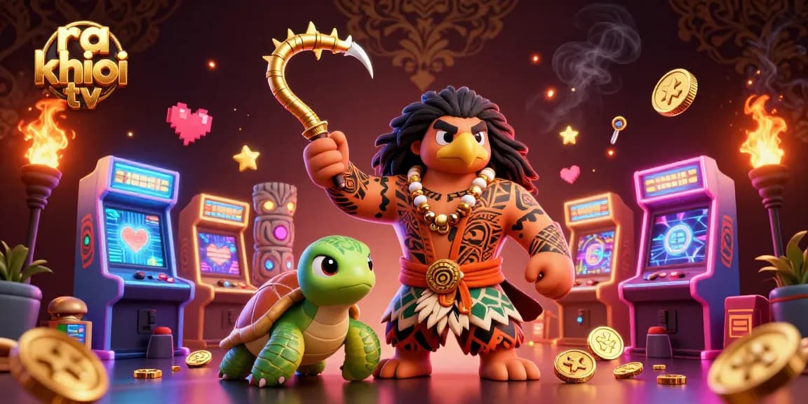 Engage with exciting ra khơi tv moments featuring a vibrant scene of Polynesian characters in a dynamic casino world.