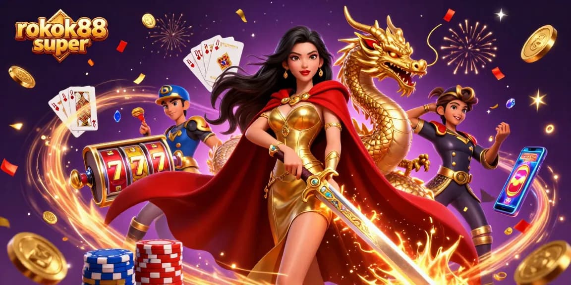 Experience excitement with rokok88 super as you engage with vibrant casino elements and dynamic characters.