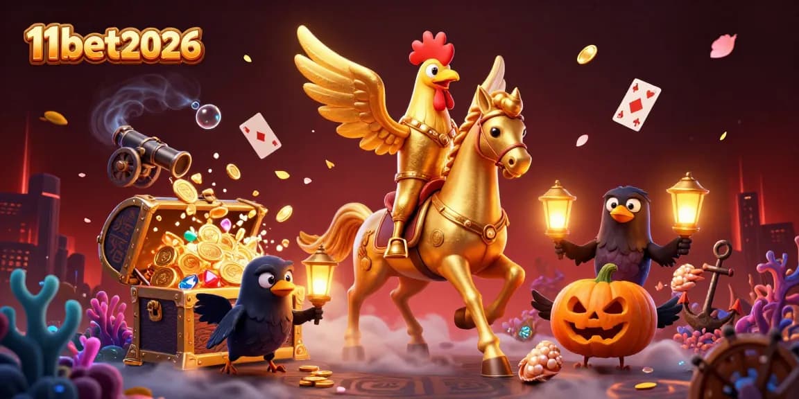 Engage in thrilling gameplay at 11bet2026 with golden rooster and treasure-filled casino.