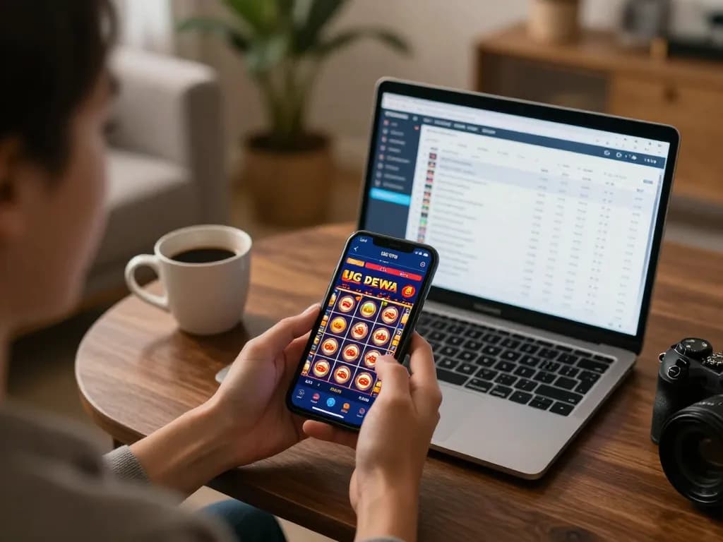 Engaging with UG DEWA on a mobile app while enjoying a comfortable home gaming experience.