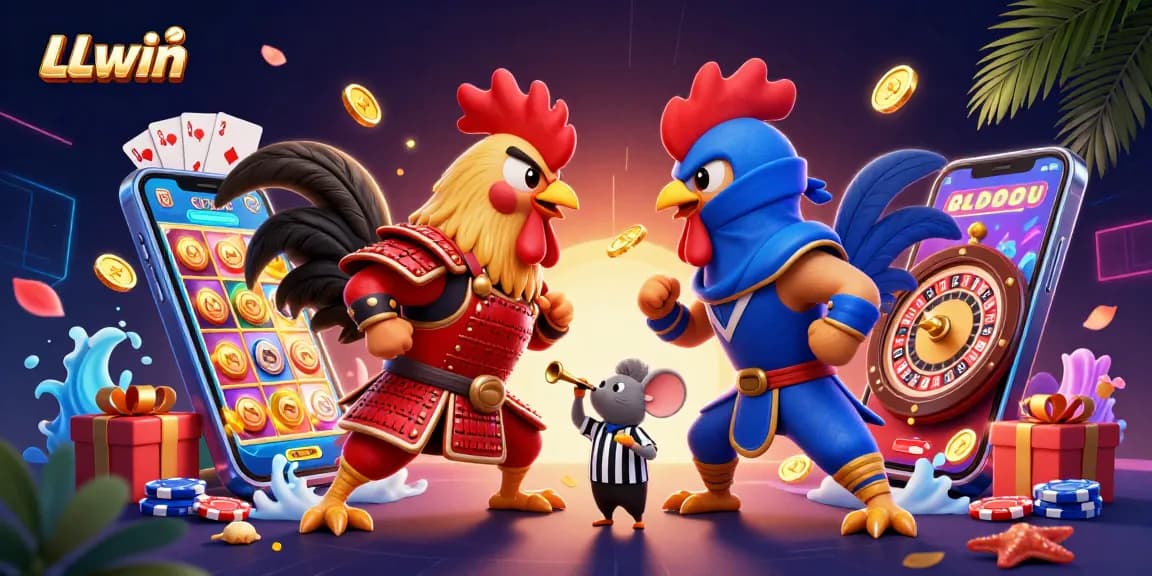 Experience the thrilling standoff of twin roosters in LLwin’s high-stakes gaming scene.