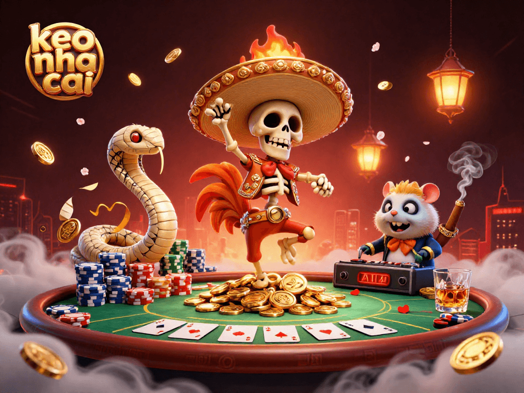 Win big with keo nha cai in a vibrant casino scene featuring dynamic gaming elements.