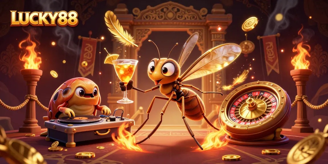 Experience LUCKY88 with vibrant casino fun featuring animated characters and dynamic game elements.