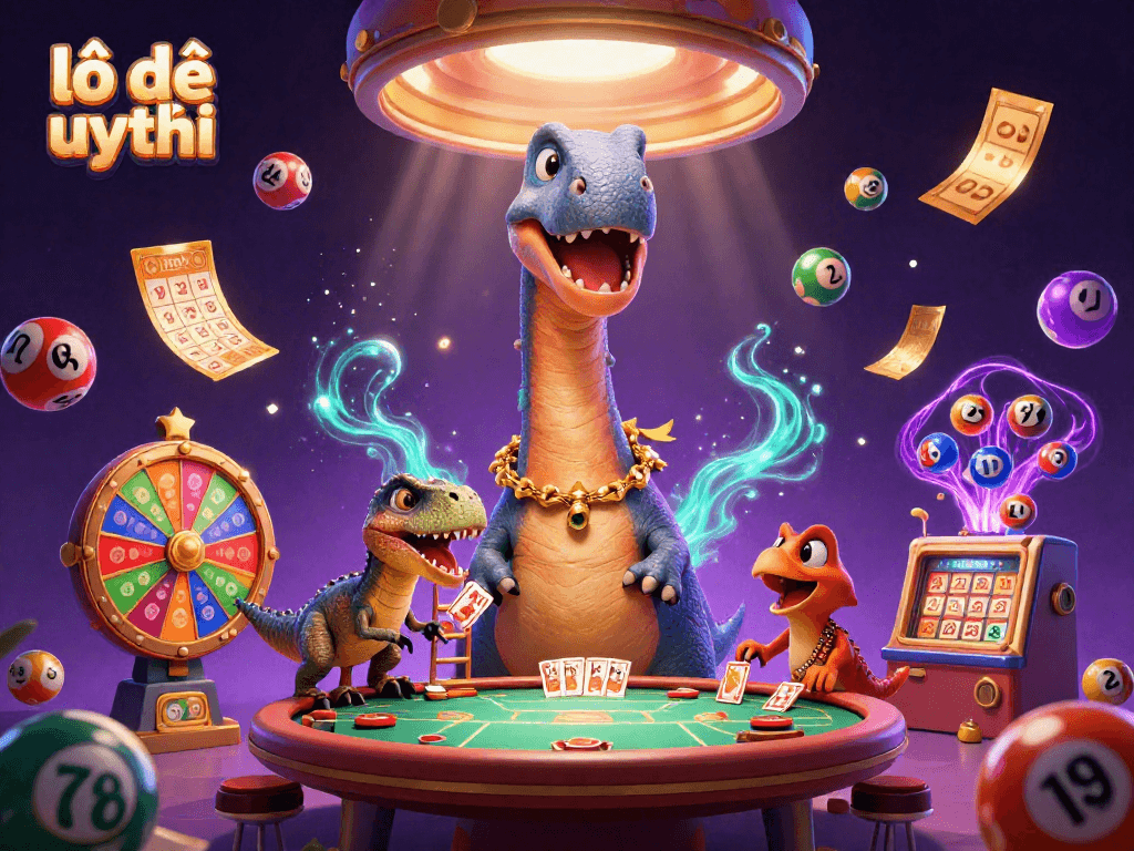 Engage with lô đề uy tín through an exciting 3D digital illustration showcasing dynamic gaming elements and friendly characters.