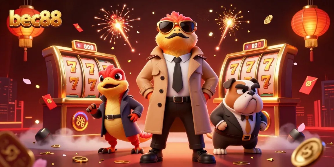 Experience the hustle of bec88 with raptors in disguise and slot reels in a vibrant casino setting.