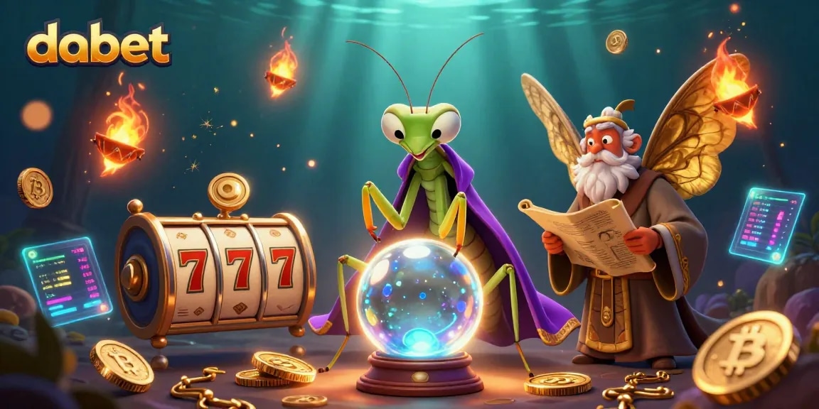 Engage with dabet slots featuring a mystical fortune teller and vibrant casino elements.