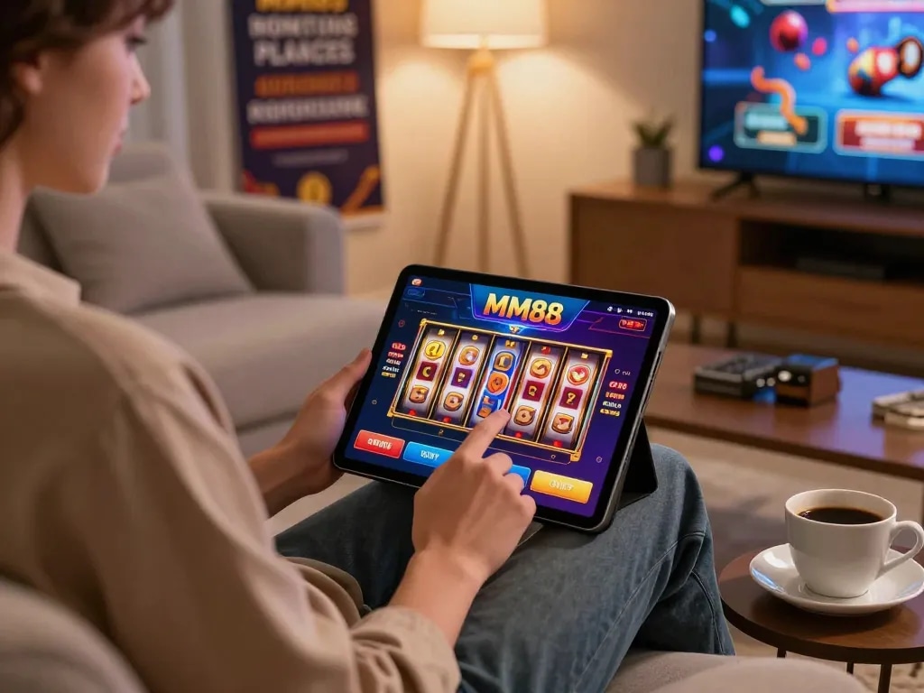 Engaging with the MM88 app for an exciting online casino experience while relaxing at home