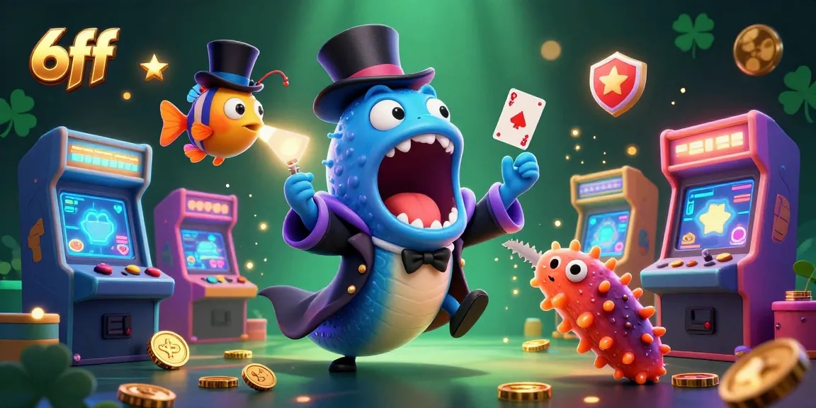 Engage in thrilling gameplay with 6ff's vibrant casino illustration, featuring magical sea creatures.
