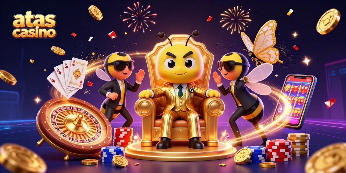 Experience fun and excitement at atas casino with charming characters in a vibrant gambling scene.