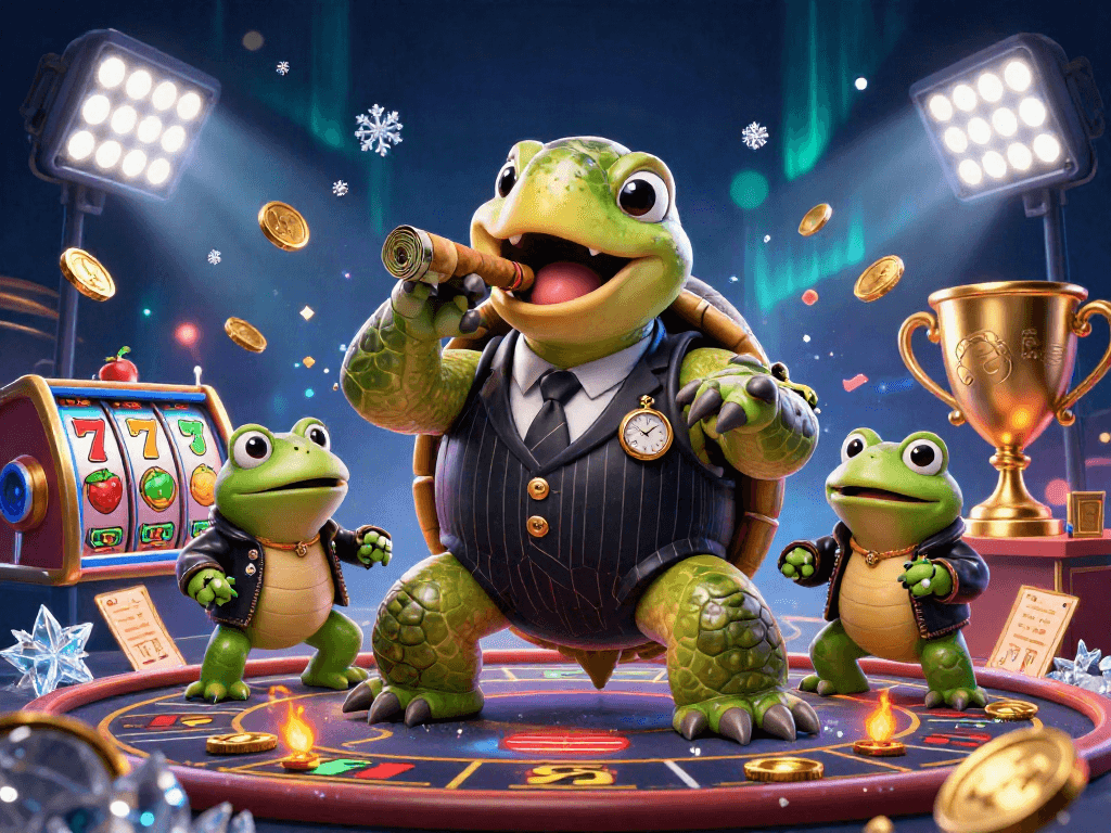 Engage with LC88's thrilling world of casino gaming featuring a dynamic turtle mobster and frog enforcers.