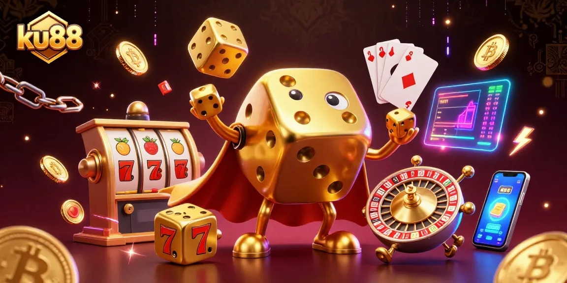 Engage in thrilling luck at ku88 while encountering vibrant casino elements and crypto coins.