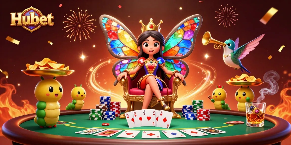 Experience thrilling winning strategies at Hubet with vibrant casino games and a magical illustration.