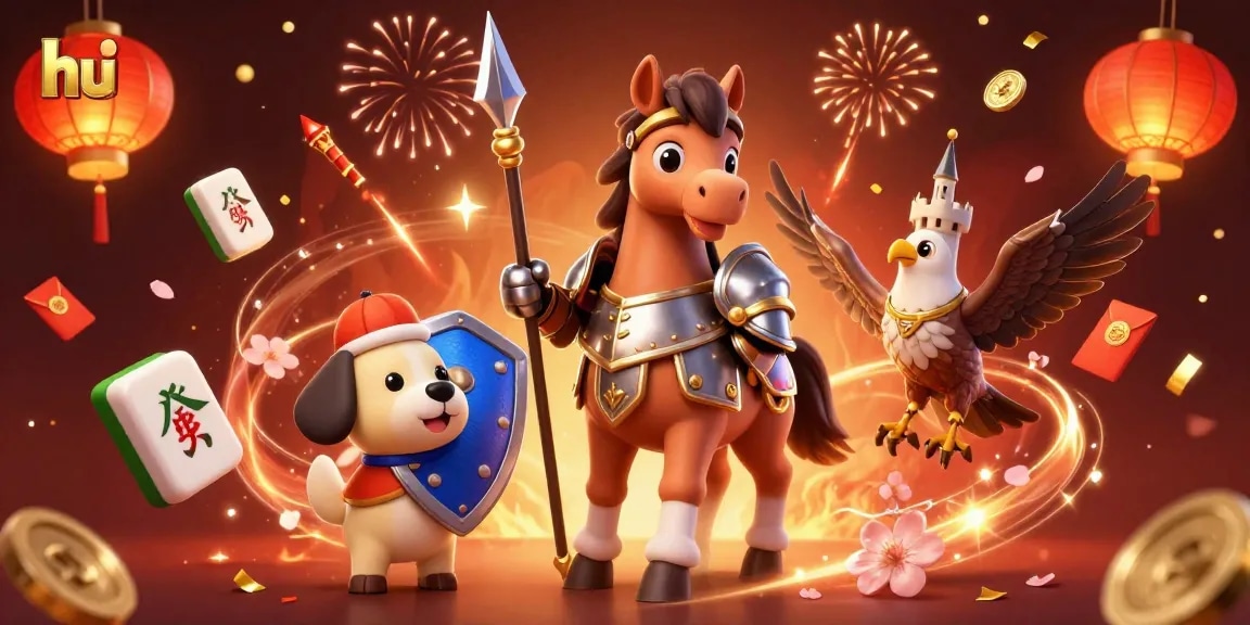 Engage with hu gameplay as knights and a falcon celebrate amidst casino elements.
