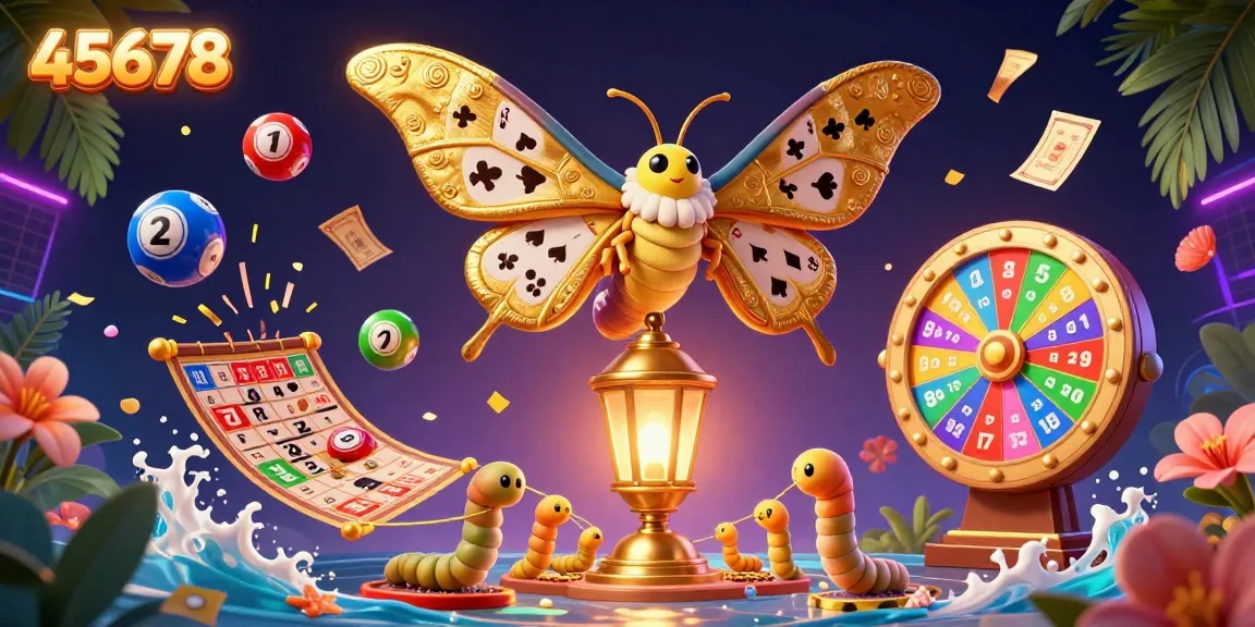 Engage in thrilling gameplay with 45678, featuring dynamic lottery balls and an enchanting casino scene.