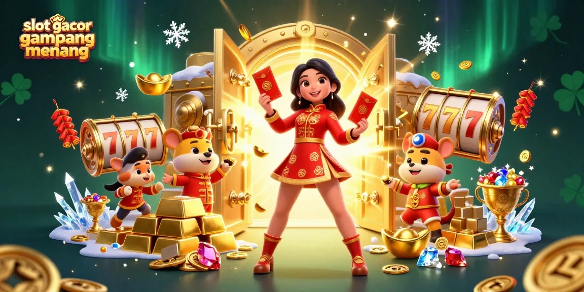 Win big with slot gacor gampang menang through vibrant Asian-themed casino illustration featuring rich rewards.