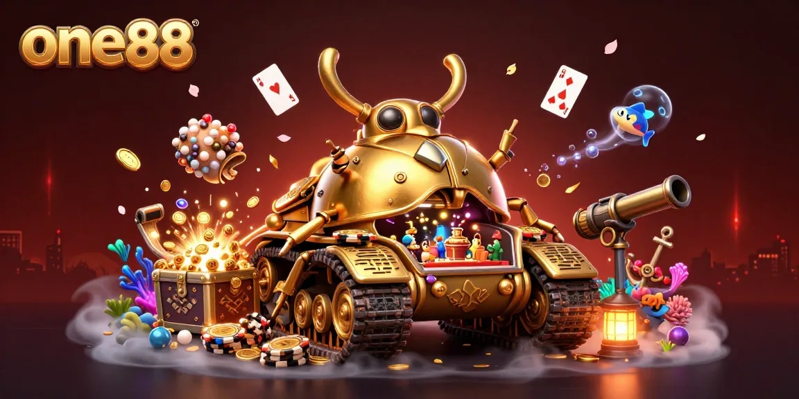Experience the thrilling action of one88 with vibrant casino adventures in a dynamic 3D illustration.