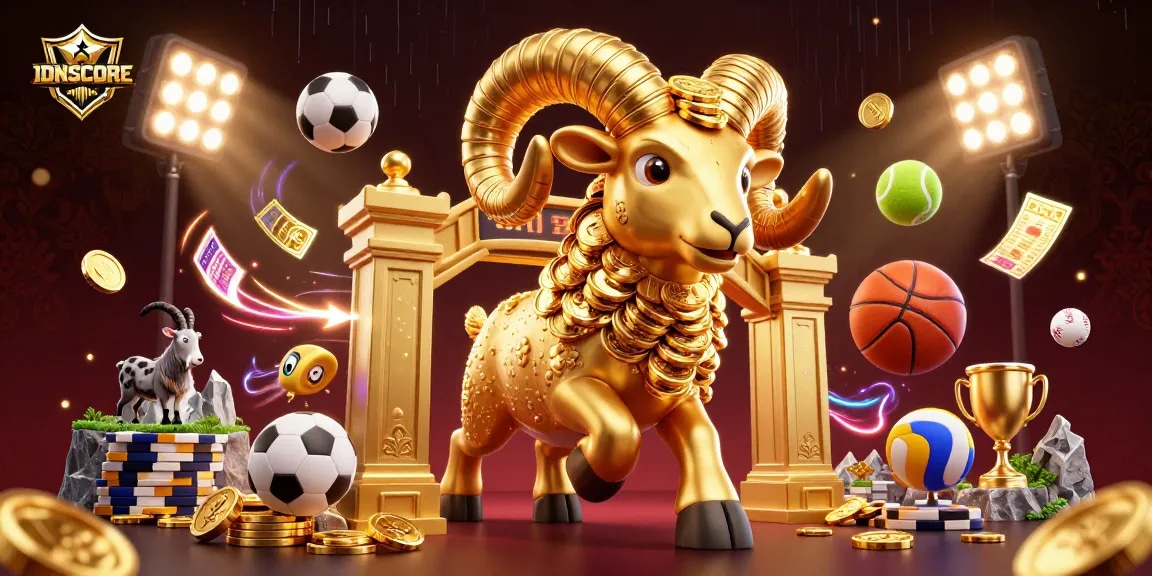 IDNSCORE captivates players with dynamic sports betting action featuring a golden ram and stunning visuals.