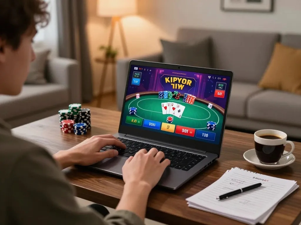 Engaging online gaming experience at RR88 with player focused on poker strategies.