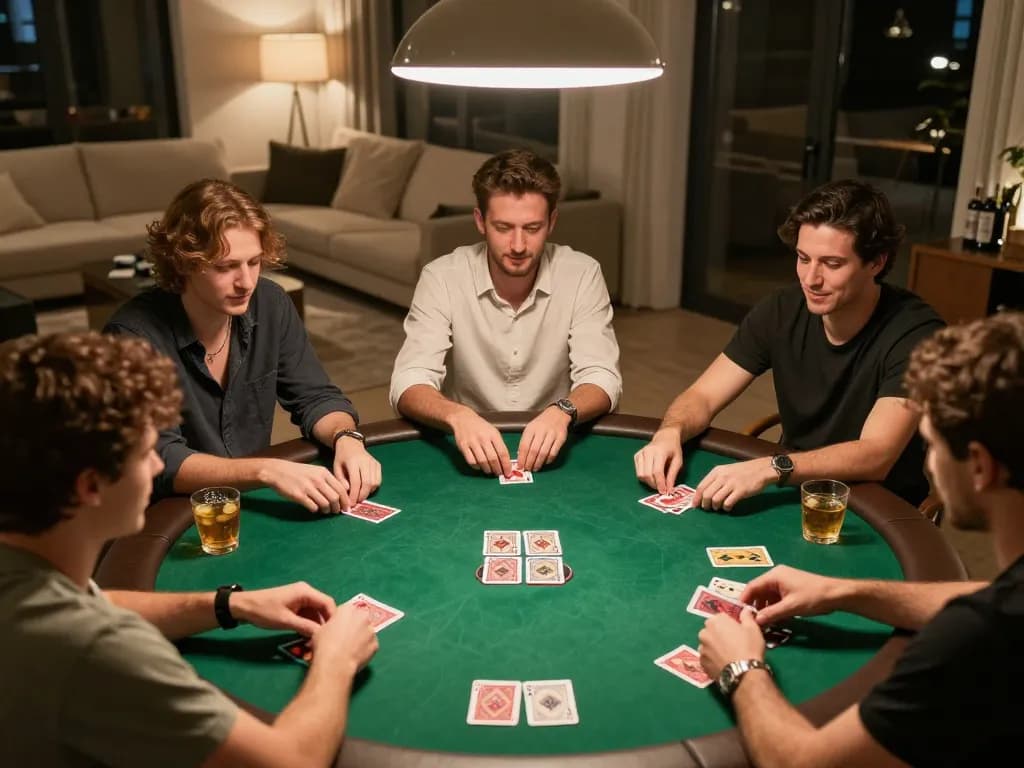 Engaging poker game with friends demonstrating strategies at 789 WIN home game night