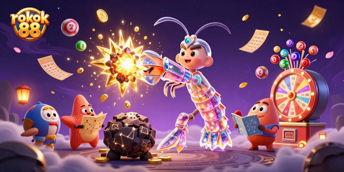 Engage with rokok 88 through vibrant lottery balls and dynamic casino scenes full of excitement.