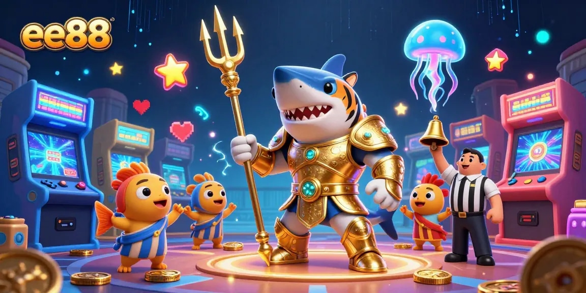 Experience the dynamic and thrilling action of ee88 in a vibrant 3D underwater casino setting.