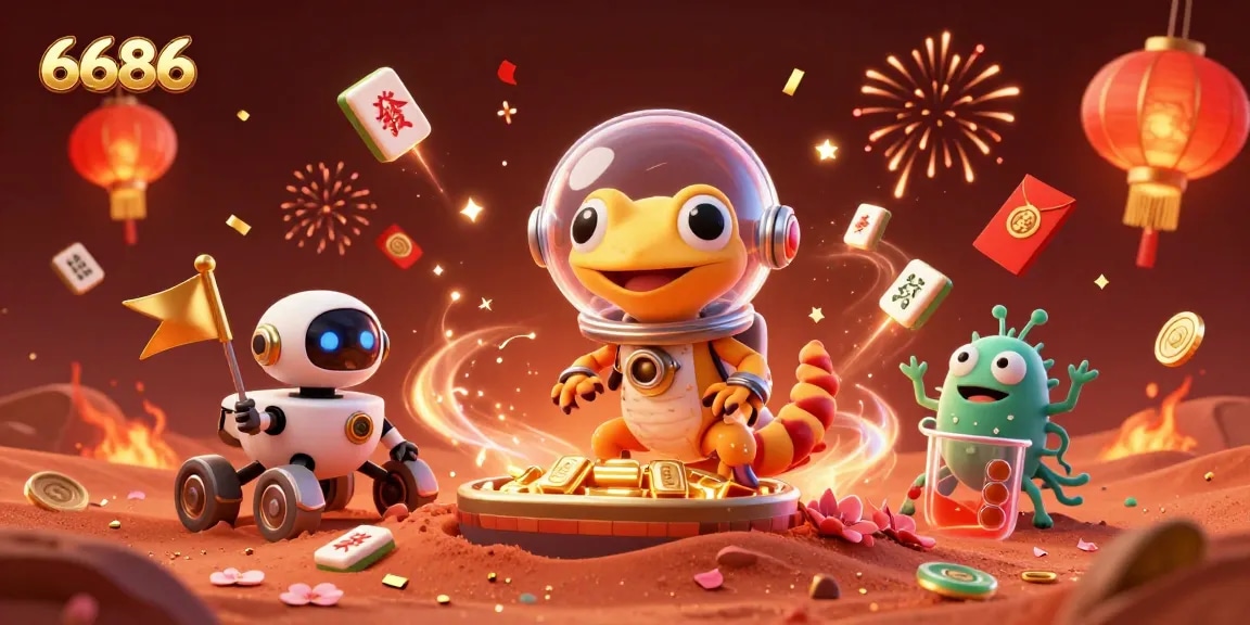 Engage with 6686 as a Martian gecko discovers a golden casino in vibrant 3D style.