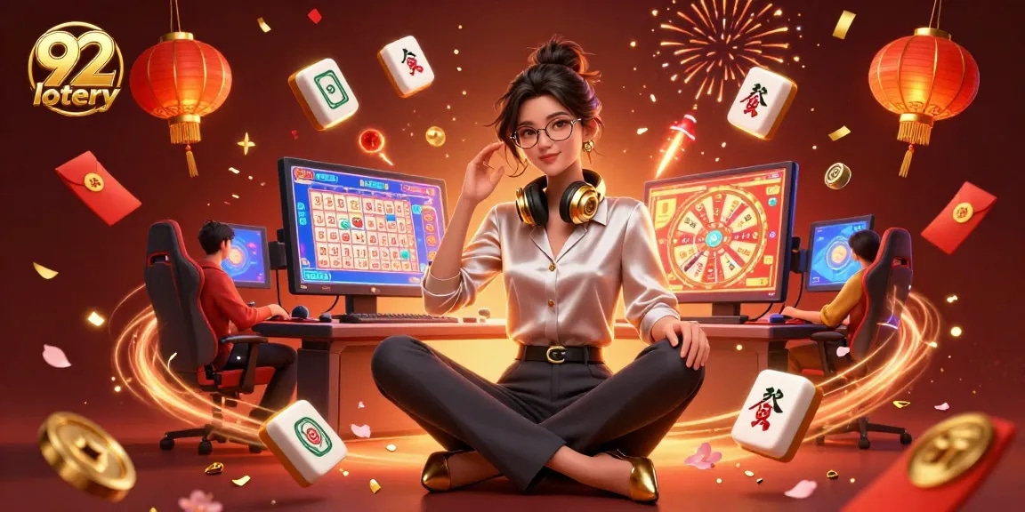 Experience thrilling lottery excitement with 92 lotery at a high-tech gaming setup.