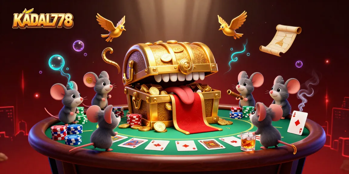 KADAL778's thrilling poker scene ignites excitement as adventurer mice chase treasure, abundant with gambling elements.