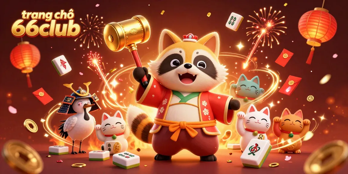 Experience the excitement of trang chủ 66club with colorful characters and vibrant casino-themed elements in this dynamic celebration illustration.