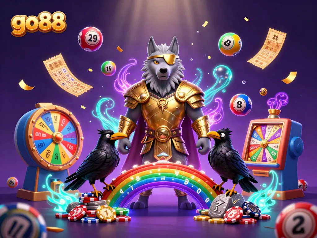 Experience excitement with go88 in a vibrant 3D casino illustration featuring Odin and engaging game elements.
