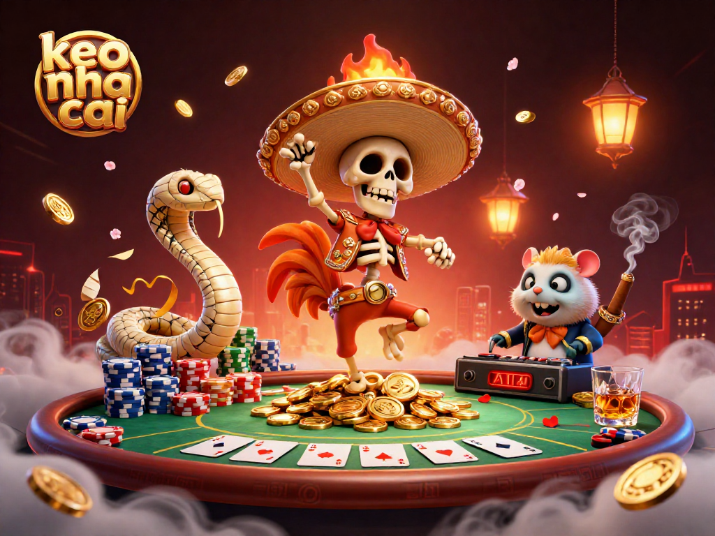 Win big with keo nha cai in a vibrant casino scene featuring dynamic gaming elements.