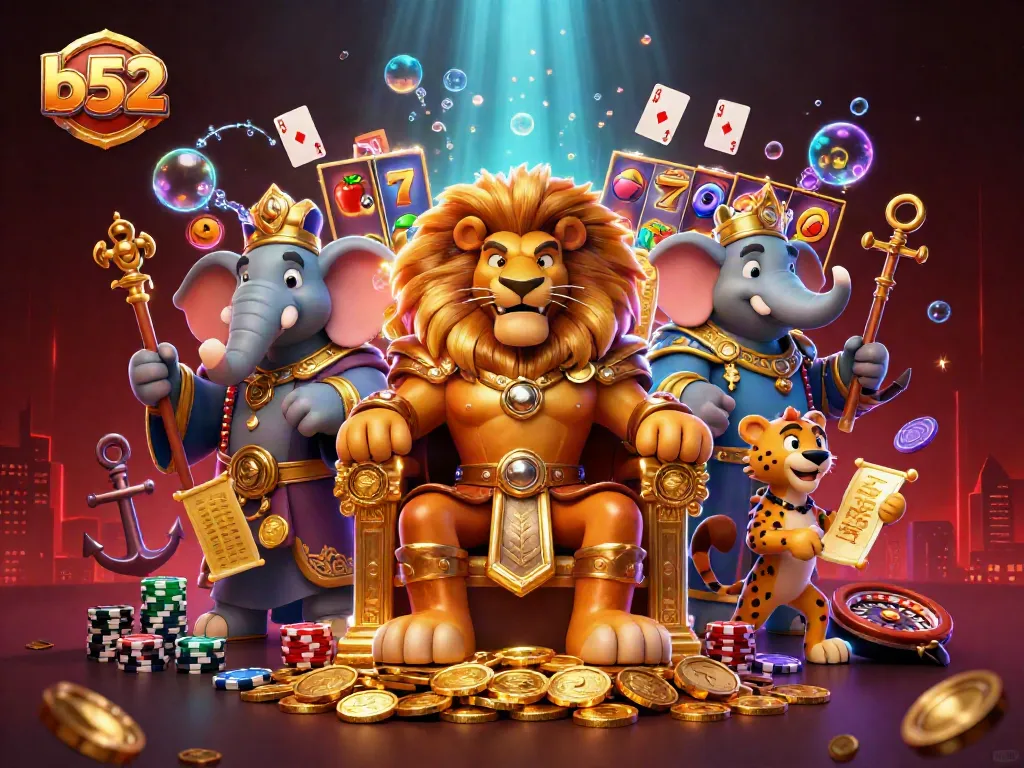 Engage with exciting b52 slots while experiencing the regal lion king at his golden throne.
