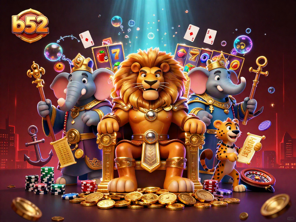 Engage with exciting b52 slots while experiencing the regal lion king at his golden throne.