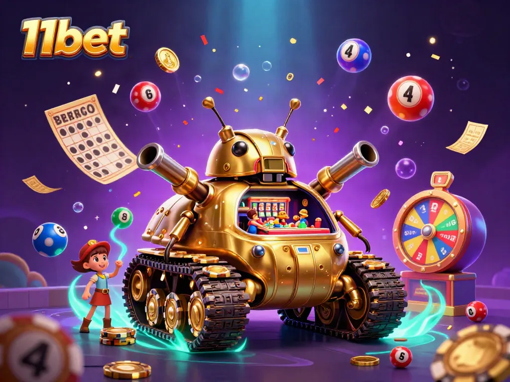 Experience the thrill of winning at 11bet's vibrant casino scene with dynamic prizes and colorful lottery elements.
