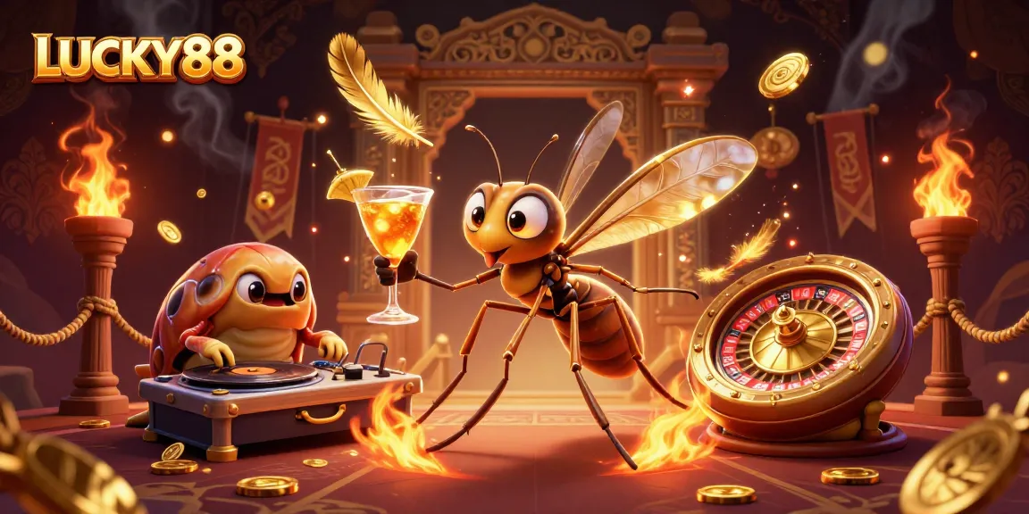 Experience LUCKY88 with vibrant casino fun featuring animated characters and dynamic game elements.