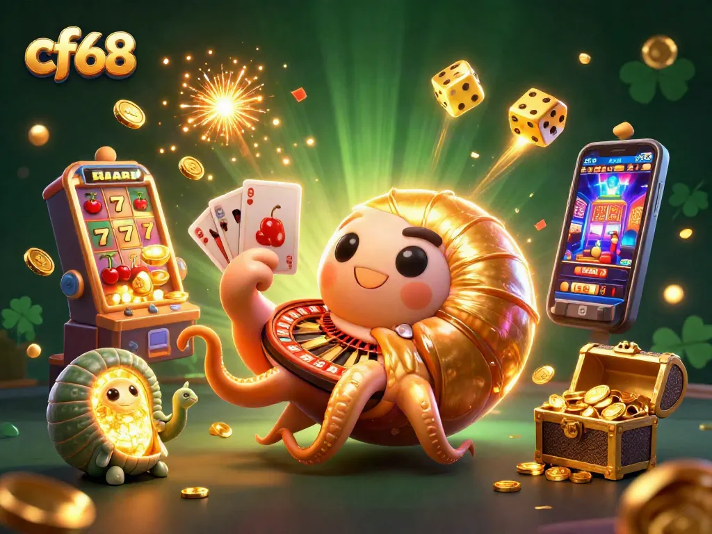 Spin and win with cf68's vibrant casino game scene filled with dazzling gold coins and exciting action.