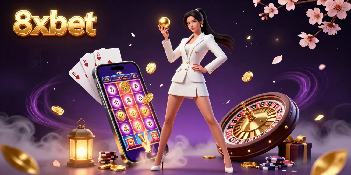 Experience excitement at 8xbet with a stunning scene showcasing advanced gaming options and casino glamour.