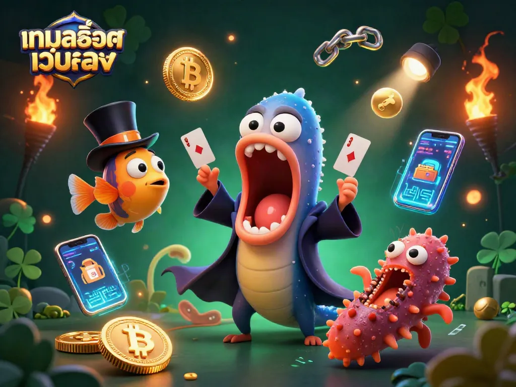 เล่นเกมสล็อตเว็บตรงกับกุ้งก้ามกรามที่แสดงมายากลในงานศิลปะ 3D