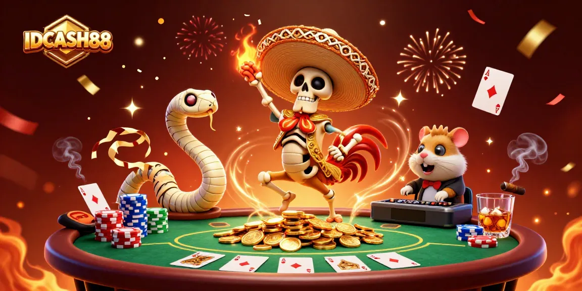 Experience the thrill of gaming with IDCASH88, where celebrations and wins come alive in a vibrant casino scene.