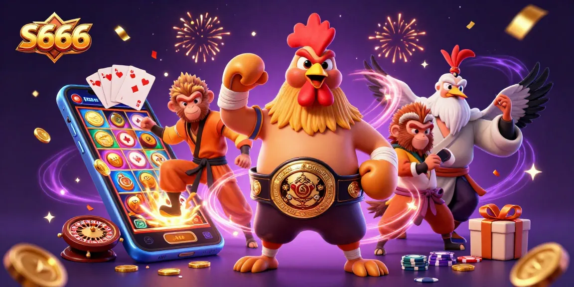 S666 engages players with vibrant slot games, featuring animated characters celebrating victories.