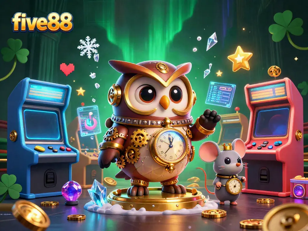 Join the fun at five88 with dynamic gaming elements in this vibrant 3D casino scene.