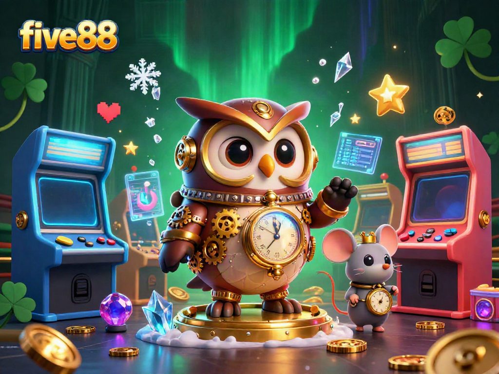 Join the fun at five88 with dynamic gaming elements in this vibrant 3D casino scene.