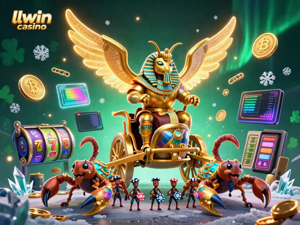 Engage with llwin casino through vivid golden scarab and rich casino elements in a 3D casino atmosphere.