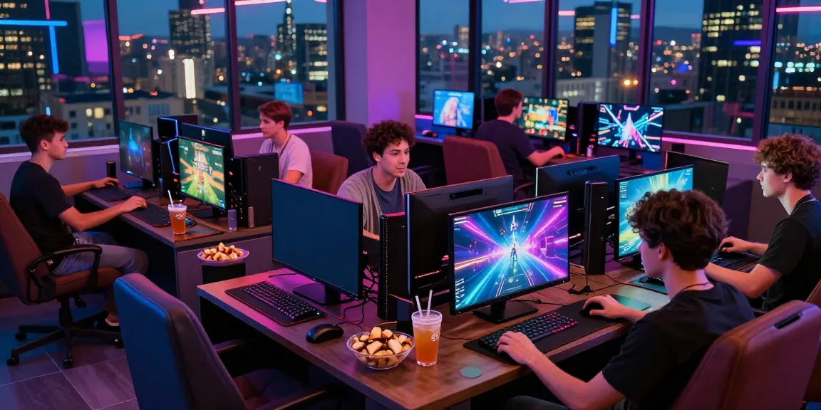 Men enjoying games at Manclub's vibrant gaming lounge.