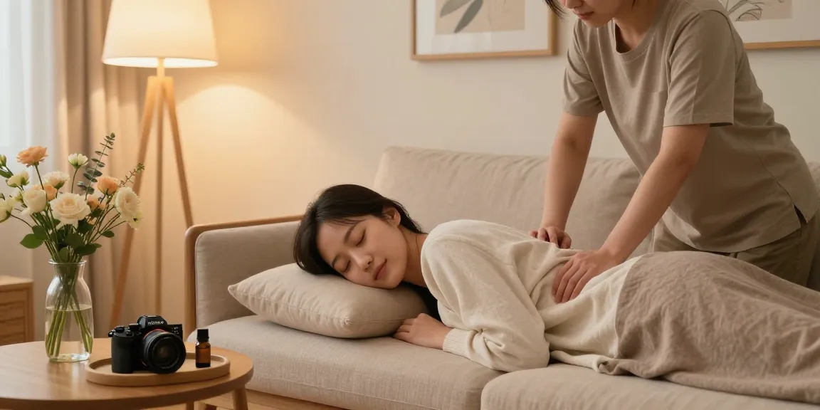 Experience relaxing 강서구출장마사지 in a tranquil home setting with professional setup.