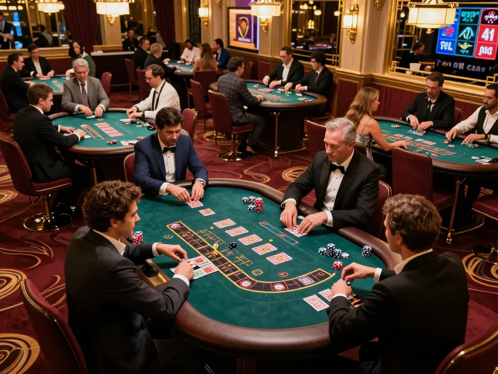 Players betting at 789bet casino tables with vibrant casino atmosphere