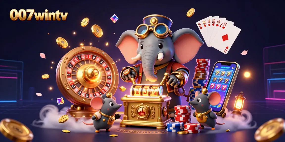Experience the excitement of 007wintv's casino world with a vibrant 3D elephant engineer and dynamic game elements.